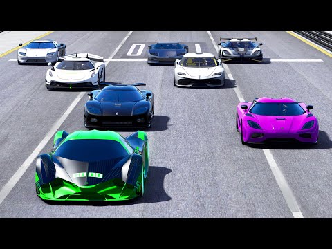 1.5 MILLION HP Devel Sixteen Alien Engine vs All Koenigsegg Hypercars at Special Stage Route X