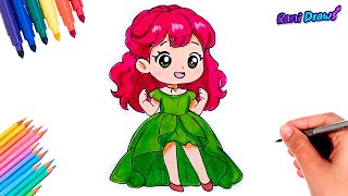 Cómo dibujar a AGNES (personaje de Merlina | Wednesday)  kawaii fácil paso a paso