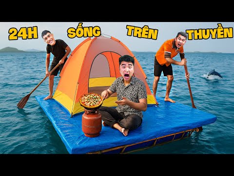Gấu Đỏ TV - Thử Thách 24H Sống Ở Trên Thuyền Tự Chế Tạo