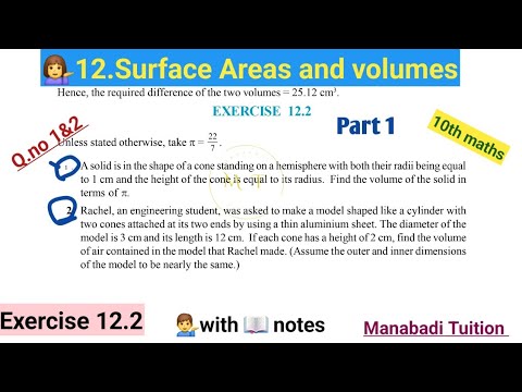 10th class math| Chapter 12| Surface areas and volumes| Exercise 12.2 |Q no 1&2| part 1|CBSE|NCERT|