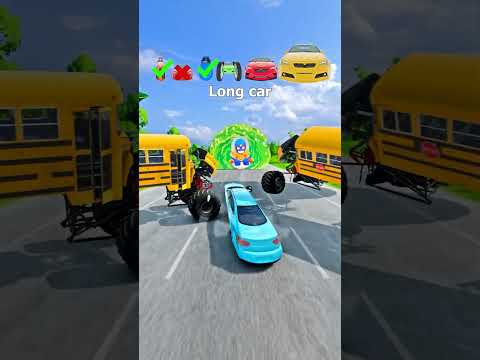 Big & Small Cars vs 2 Monster Truck School Buses