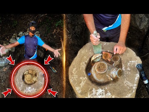 ( Great Treasure Hunt ) We Found a Huge Treasure In a Rock With a Metal Detector!