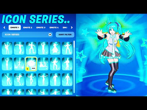 ALL FORTNITE ICON SERIES DANCES & EMOTES (HATSUNE MIKU)