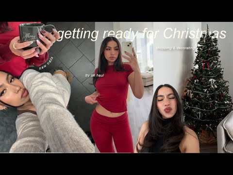 prepping for Christmas | shopping & decorating, christmas nails, getting ready to fly back home