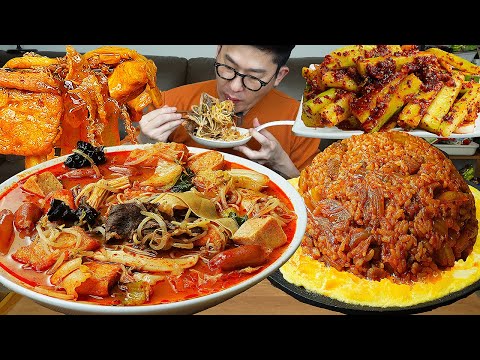 진짜 정신없이먹었네요🤤ㅎㅎ 직접만든 목살듬뿍김치볶음밥에 마라탕 먹방 Malatang MUKBANG