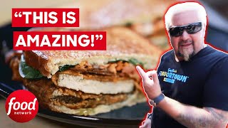 Guy Tries Vegan Chicken Club Sandwich In Nashville | Diners, Drive-Ins & Dives