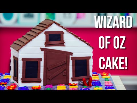 How To Make A Wizard Of Oz: Magic Match CAKE! Auntie Ems House made of Rainbow Vanilla Cake!