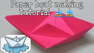 Diy  paper boat making tutorial⛵⛵// How to make paper boat at home// Simple and easy crafts in 5 min