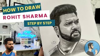 How to draw Rohit Sharma Sketch Step by Step - Part 2 / Shading tutorial for beginners |  IPL 2025
