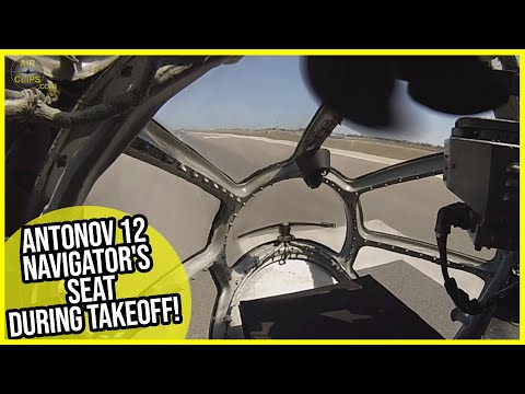 BEST VIEW in the World! Antonov 12 Navigator's Seat during BEAUTIFUL Valencia Takeoff! [AirClips]