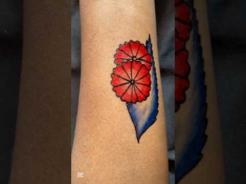 Flower with leaf tattoo #shorts #tattoo #trending