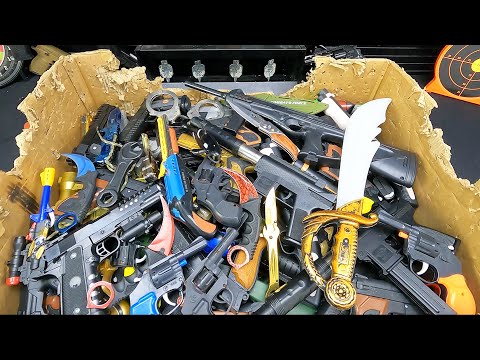 Armory of Toy Weapons & Rifles, Box Full of Guns and Weapons, Real Knives, Equipment & Ammunition