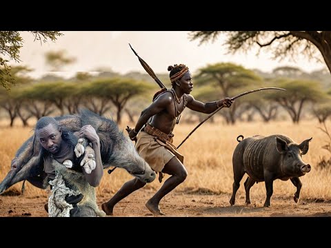 Hadzabe tribe expertly hunt pigs
