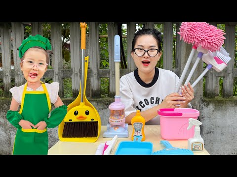 Cam Cam và bộ đồ dọn dẹp mới, review bộ dụng cụ vệ sinh nhà cửa