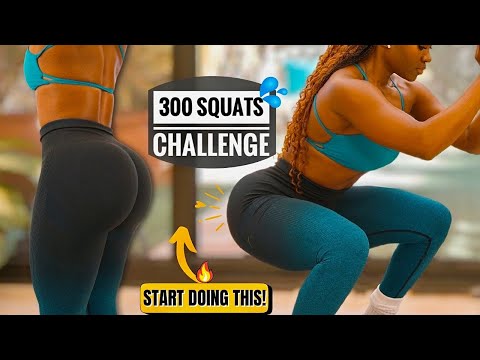 300 REPS SQUAT CHALLENGE~CURVY BUTT LIFT & THICKER THIGHS In 15 Min A Day, No Equipments