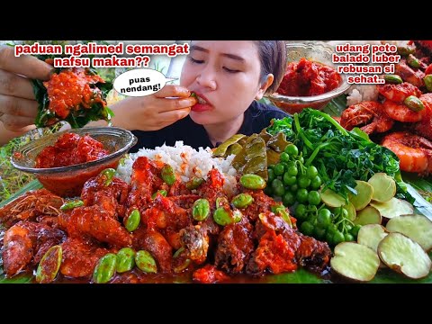 GURIH NAGIH KENIKMATAN⁉️ UDANG SARDEN BALADO PETE DAUN PEPAYA REBUS JENGKOL MENTAH  LEUNCA KECIPIR