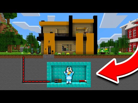 BLUEY CONSTRUYE UNA BASE SECRETA DEBAJO DE LA CASA DE MASSI EN MINECRAFT 😱