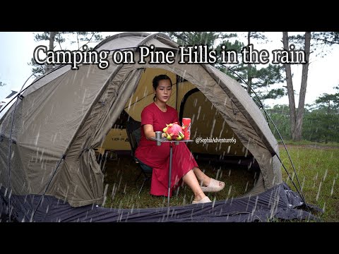 SOLO CAMPING in THE RAIN with MY DOG - RELAXING SATISFYING in COZY TENT - Sophia Adventures