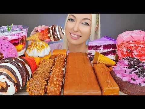 ASMR EATING CHOCOLATE, ICE CREAM, CAKE, MERINGUE, CANDY BARS (DESSERT) MUKBANG, 초콜릿 디저트 먹방