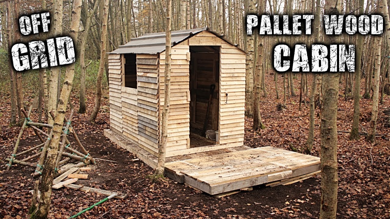 One-Man Off Grid Cabin using Free Recycled Pallet Wood - Roof & Front Porch Build