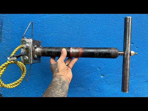 COMO FAZER UMA BOMBA DE ENCHER PNEU COM AMORTECEDOR CASEIRO, DIY INVENTOS E IDEIAS