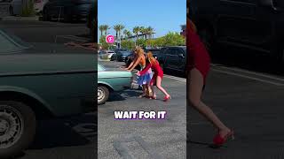 Karma Strikes 🚗 Woman Struggles Alone in Parking Lot #karma #help #shorts