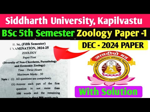 Sidharth University, Kapilvastu, BSc 5th Semester Zoology 1st Paper 2024 with Solution//BSc 5th sem