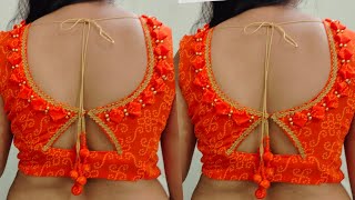 Very pretty and stylish blouse design full cutting and stiching