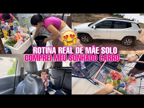 ROTINA REAL DE UMA MÃE SOLO♥️ COMPREI UM CARRO - FAXINA COMPLETA NO BANHEIRO