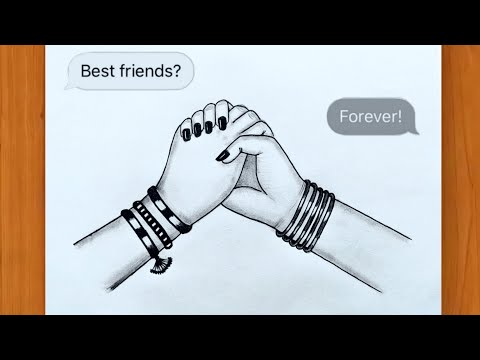 Best friend drawing simple ♥ | best friends drawings | Frienship day drawing | bff drawing