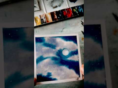 水彩で満月の夜空を描くには🌕#水彩画 #水彩イラスト #水彩 #透明水彩 #描き方 #中秋の名月