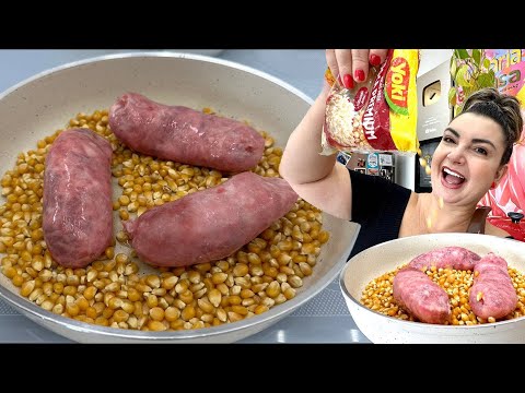 CROCANTE E SURPREENDENTE ESSA PIPOCA COM LINGUIÇA