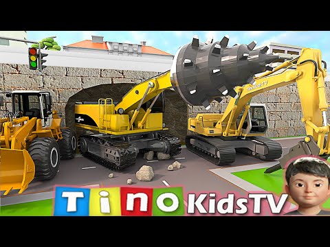 Road Header Excavator & Driller Trucks for Kids | Road Tunnel Construction