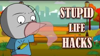 This funny video is about stupid life hacks on youtube and Instagram.