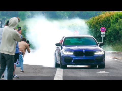 Cars Leaving Nürburgring Tankstelle! CRAZY M5 F90, 2 M4's POLICE CHASE!