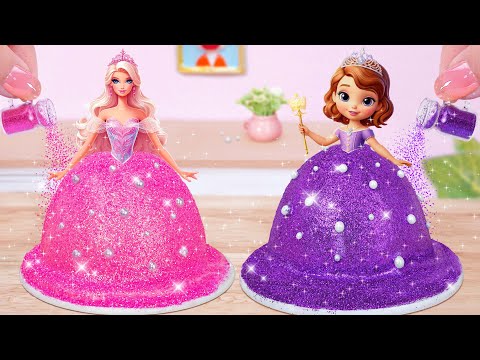 Barbie Vs Sofia Pull Me Up Cake Decorating 🌈💝Beautiful Miniature Disney Princess Cake Compilation