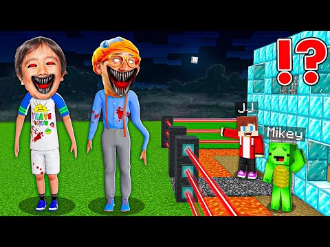 Why Scary BLIPPI and RYAN WORLD Attack JJ & Mikey SECURITY BASE in Minecraft - Maizen JJ and Mikey