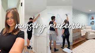 NURSERY MAKEOVER VLOG: painting, wallpaper, new baby items & MORE 🍼