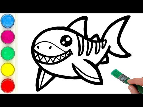 Megalodon Drawing, Painting, Coloring for Kids and Toddlers | Learn How to Draw Extinct Species