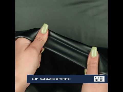 FAUX LEATHER SOFT STRETCH METALLIC GREEN/ BLACK (youtube video preview)
