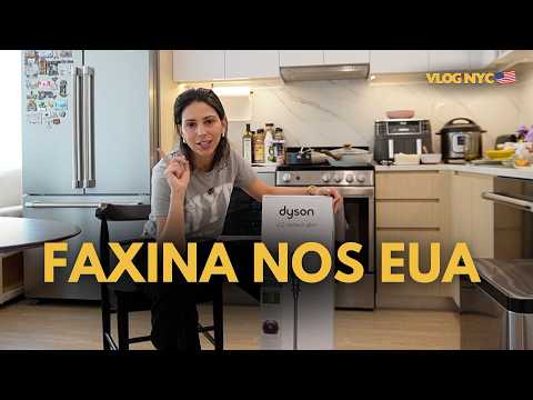 Fazendo faxina nos EUA 🇺🇸 diferenças do Brasil, produtos de limpeza e comprei um novo aspirador