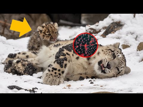 Smart Snow Leopard Cub Stops Cars to Rescue Her Injured Mother from Millions of Ticks