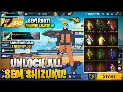 COMO TER TODAS AS SKINS DO FREE FIRE GRÁTIS ANDROID UNLOCK ALL ATUALIZADO SEM ROOT SEM SHIZUKU