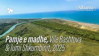 Pamje e madhe Plazhi i Vile Bashtoves & lumit te Shkumbinit nga Ajri - Video 4K (17.08.2025)
