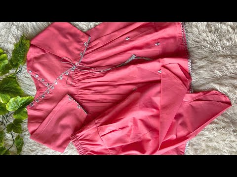 Angrakha Frock with Tulip Shalwar Cutting and Stitching Tutorial || Eid Baby Dress