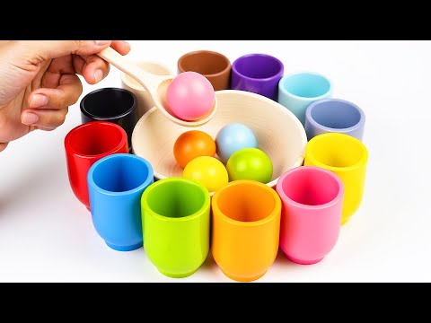 Best Learn Numbers Colors Animals with Rainbow Balls and Cups | Preschool Toddler Learning Toy Video