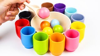 Best Learn Numbers Colors Animals with Rainbow Balls and Cups | Preschool Toddler Learning Toy Video