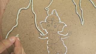 Beautiful lord ganeshji Hand work of Kailash parvat #art #lippanartwork #drawing