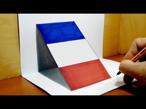 How to Draw French Flag, 3D DrawingTrick Art