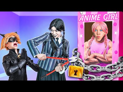 Wednesday Addams and her boyfriend Super Cat Noir. Funny moments / trending videos #trending #funny